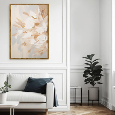 Canvas Wall Art Stretched Over Wooden Frame with Floating Frame and Luxury Flowers Painting CV4195 - Al Rugaib Furniture