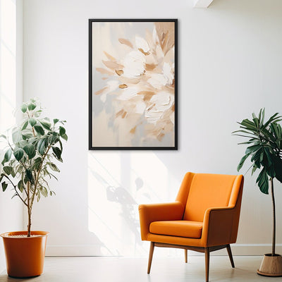 Canvas Wall Art Stretched Over Wooden Frame with Floating Frame and Luxury Flowers Painting CV4195 - Al Rugaib Furniture
