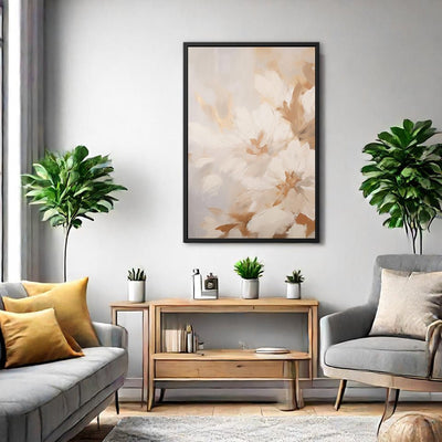 Canvas Wall Art Stretched Over Wooden Frame with Floating Frame and Luxury Flowers Painting CV4196 - Al Rugaib Furniture