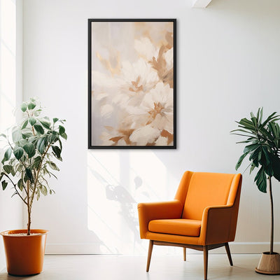 Canvas Wall Art Stretched Over Wooden Frame with Floating Frame and Luxury Flowers Painting CV4196 - Al Rugaib Furniture