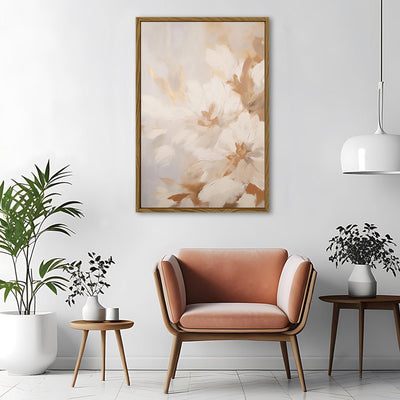 Canvas Wall Art Stretched Over Wooden Frame with Floating Frame and Luxury Flowers Painting CV4196 - Al Rugaib Furniture