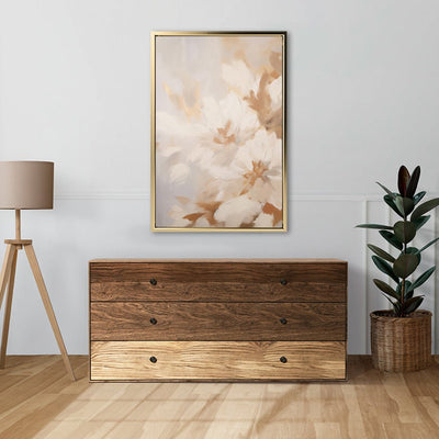 Canvas Wall Art Stretched Over Wooden Frame with Floating Frame and Luxury Flowers Painting CV4196 - Al Rugaib Furniture