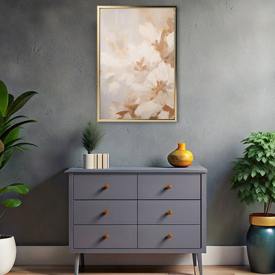 Canvas Wall Art Stretched Over Wooden Frame with Floating Frame and Luxury Flowers Painting CV4196 - Al Rugaib Furniture
