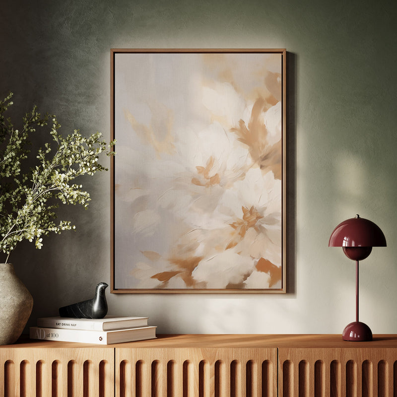 Canvas Wall Art Stretched Over Wooden Frame with Floating Frame and Luxury Flowers Painting CV4196 - Al Rugaib Furniture