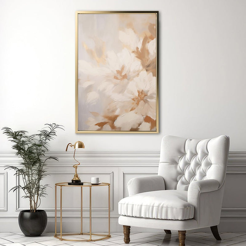Canvas Wall Art Stretched Over Wooden Frame with Floating Frame and Luxury Flowers Painting CV4196 - Al Rugaib Furniture