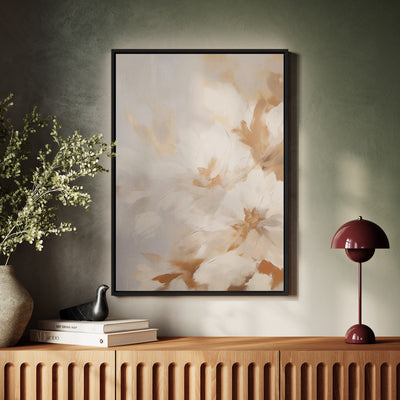 Canvas Wall Art Stretched Over Wooden Frame with Floating Frame and Luxury Flowers Painting CV4196 - Al Rugaib Furniture