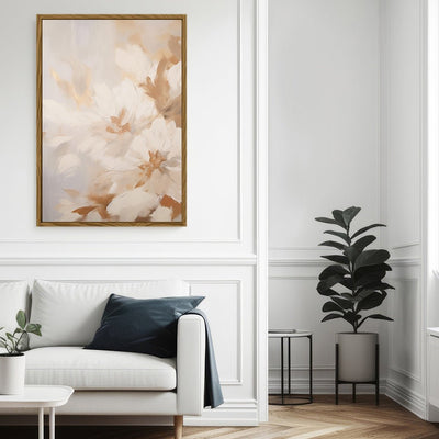 Canvas Wall Art Stretched Over Wooden Frame with Floating Frame and Luxury Flowers Painting CV4196 - Al Rugaib Furniture