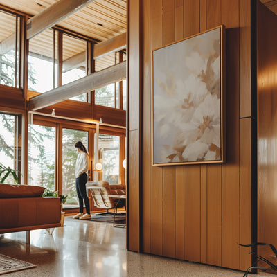 Canvas Wall Art Stretched Over Wooden Frame with Floating Frame and Luxury Flowers Painting CV4196 - Al Rugaib Furniture