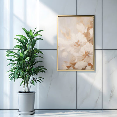 Canvas Wall Art Stretched Over Wooden Frame with Floating Frame and Luxury Flowers Painting CV4196 - Al Rugaib Furniture