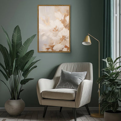 Canvas Wall Art Stretched Over Wooden Frame with Floating Frame and Luxury Flowers Painting CV4196 - Al Rugaib Furniture
