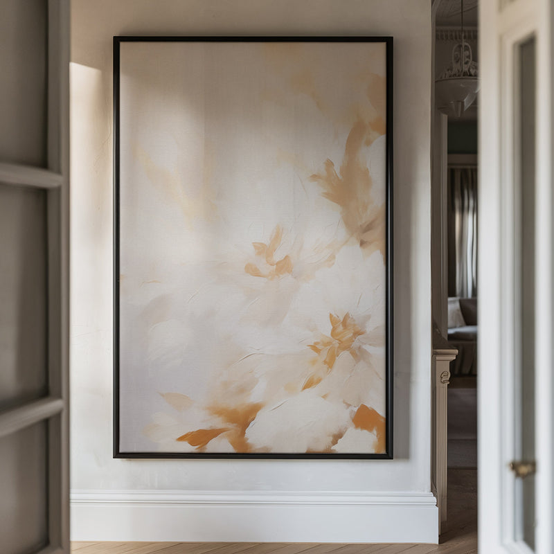 Canvas Wall Art Stretched Over Wooden Frame with Floating Frame and Luxury Flowers Painting CV4196 - Al Rugaib Furniture