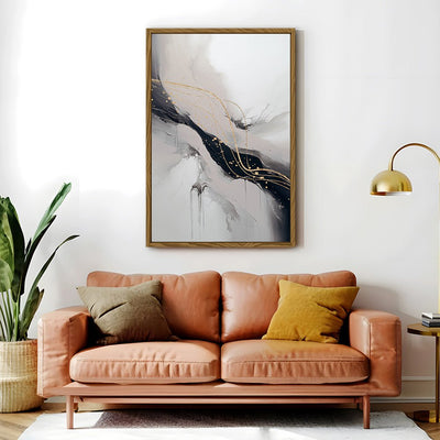 Canvas Wall Art Stretched Over Wooden Frame with Floating Frame and Marble Painting CV4197 - Al Rugaib Furniture
