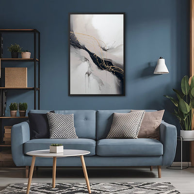 Canvas Wall Art Stretched Over Wooden Frame with Floating Frame and Marble Painting CV4197 - Al Rugaib Furniture