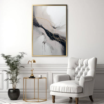 Canvas Wall Art Stretched Over Wooden Frame with Floating Frame and Marble Painting CV4197 - Al Rugaib Furniture