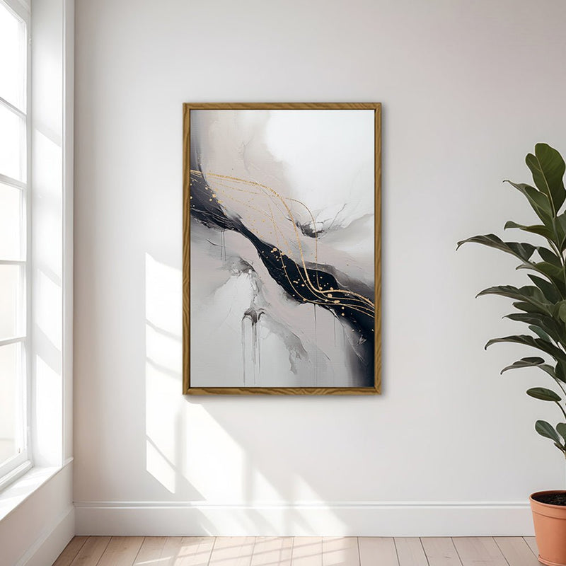 Canvas Wall Art Stretched Over Wooden Frame with Floating Frame and Marble Painting CV4197 - Al Rugaib Furniture