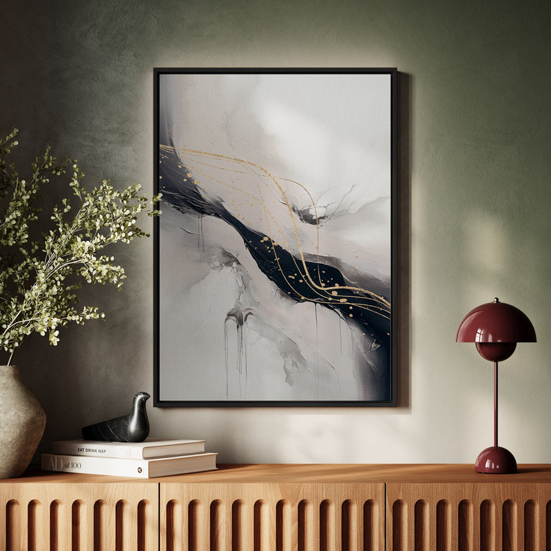 Canvas Wall Art Stretched Over Wooden Frame with Floating Frame and Marble Painting CV4197 - Al Rugaib Furniture