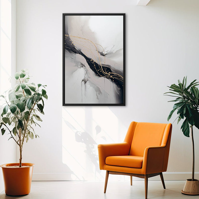 Canvas Wall Art Stretched Over Wooden Frame with Floating Frame and Marble Painting CV4197 - Al Rugaib Furniture