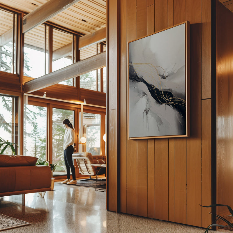 Canvas Wall Art Stretched Over Wooden Frame with Floating Frame and Marble Painting CV4197 - Al Rugaib Furniture