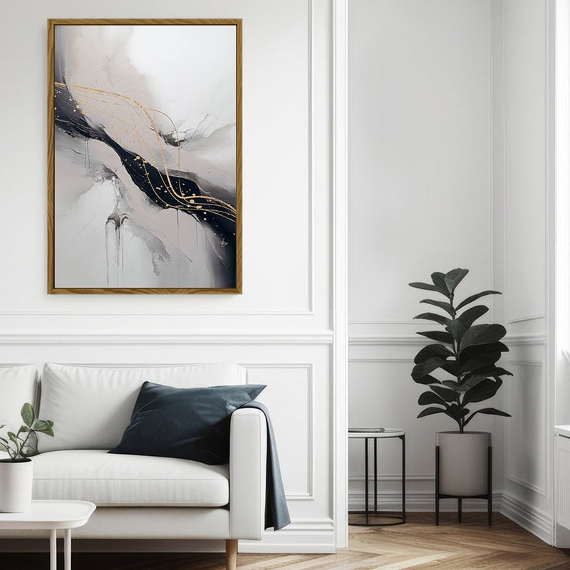 Canvas Wall Art Stretched Over Wooden Frame with Floating Frame and Marble Painting CV4197 - Al Rugaib Furniture