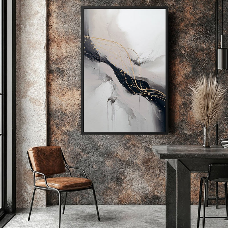 Canvas Wall Art Stretched Over Wooden Frame with Floating Frame and Marble Painting CV4197 - Al Rugaib Furniture