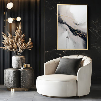 Canvas Wall Art Stretched Over Wooden Frame with Floating Frame and Marble Painting CV4197 - Al Rugaib Furniture