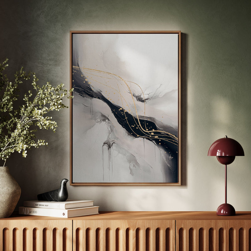 Canvas Wall Art Stretched Over Wooden Frame with Floating Frame and Marble Painting CV4197 - Al Rugaib Furniture