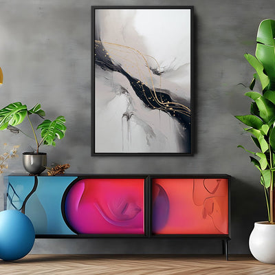 Canvas Wall Art Stretched Over Wooden Frame with Floating Frame and Marble Painting CV4197 - Al Rugaib Furniture