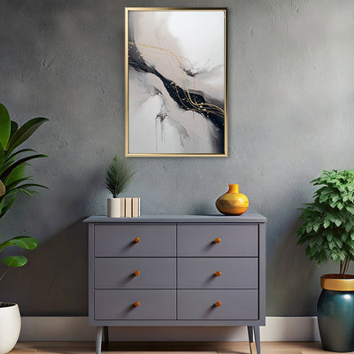 Canvas Wall Art Stretched Over Wooden Frame with Floating Frame and Marble Painting CV4197 - Al Rugaib Furniture