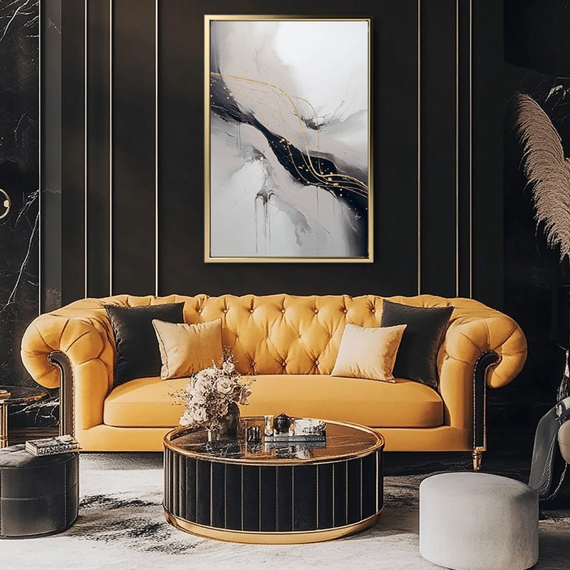 Canvas Wall Art Stretched Over Wooden Frame with Floating Frame and Marble Painting CV4197 - Al Rugaib Furniture