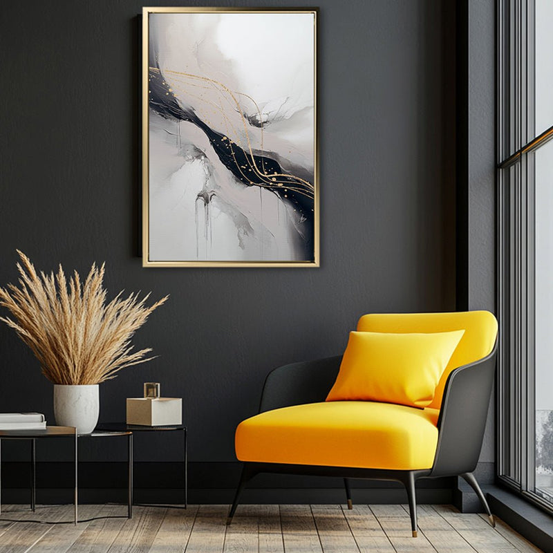 Canvas Wall Art Stretched Over Wooden Frame with Floating Frame and Marble Painting CV4197 - Al Rugaib Furniture