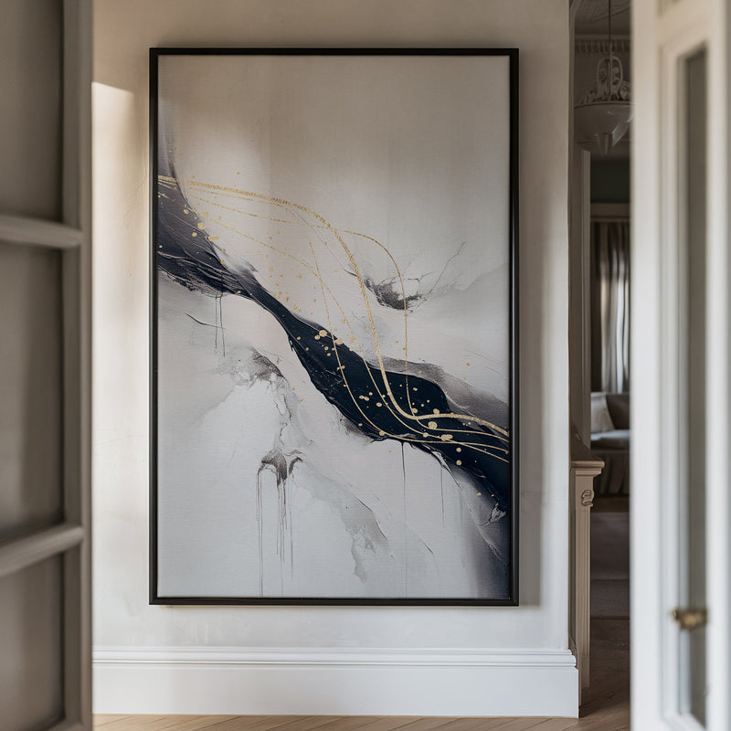 Canvas Wall Art Stretched Over Wooden Frame with Floating Frame and Marble Painting CV4197 - Al Rugaib Furniture