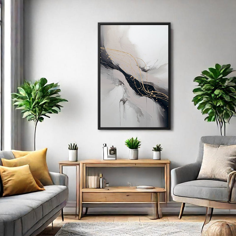 Canvas Wall Art Stretched Over Wooden Frame with Floating Frame and Marble Painting CV4197 - Al Rugaib Furniture