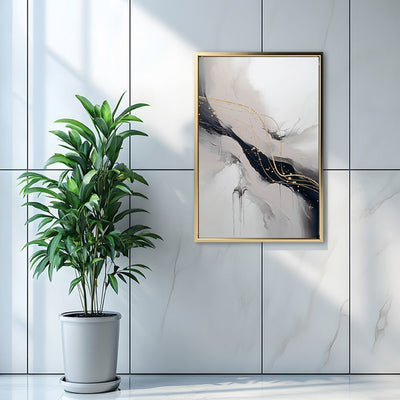 Canvas Wall Art Stretched Over Wooden Frame with Floating Frame and Marble Painting CV4197 - Al Rugaib Furniture