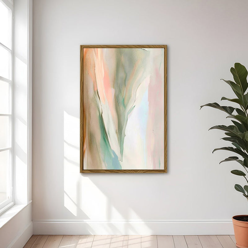 Canvas Wall Art Stretched Over Wooden Frame with Floating Frame and Mixed Colours Abstract Painting CV4199 - Al Rugaib Furniture