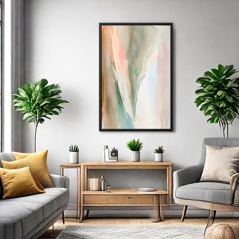 Canvas Wall Art Stretched Over Wooden Frame with Floating Frame and Mixed Colours Abstract Painting CV4199 - Al Rugaib Furniture