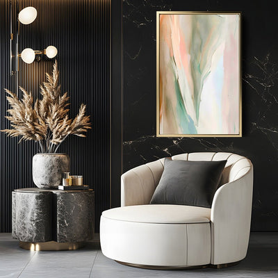 Canvas Wall Art Stretched Over Wooden Frame with Floating Frame and Mixed Colours Abstract Painting CV4199 - Al Rugaib Furniture