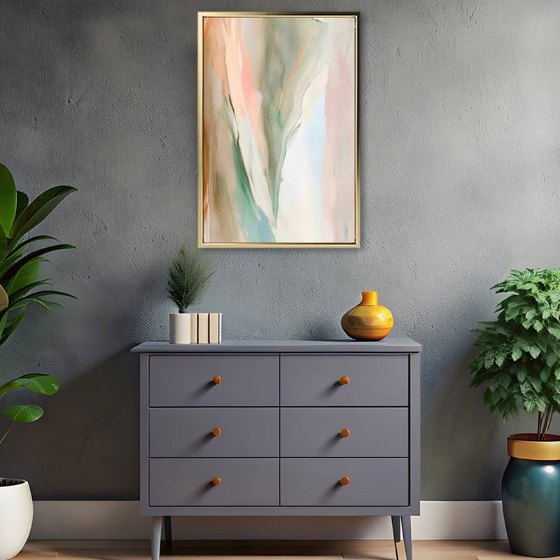 Canvas Wall Art Stretched Over Wooden Frame with Floating Frame and Mixed Colours Abstract Painting CV4199 - Al Rugaib Furniture