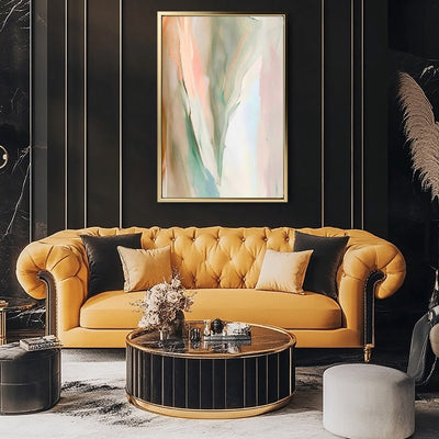 Canvas Wall Art Stretched Over Wooden Frame with Floating Frame and Mixed Colours Abstract Painting CV4199 - Al Rugaib Furniture