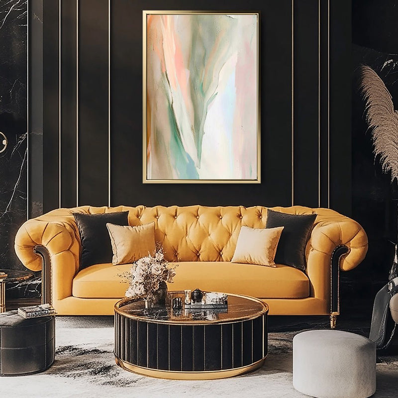 Canvas Wall Art Stretched Over Wooden Frame with Floating Frame and Mixed Colours Abstract Painting CV4199 - Al Rugaib Furniture