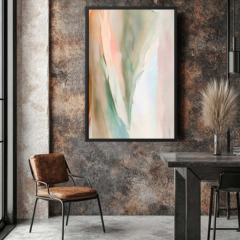 Canvas Wall Art Stretched Over Wooden Frame with Floating Frame and Mixed Colours Abstract Painting CV4199 - Al Rugaib Furniture