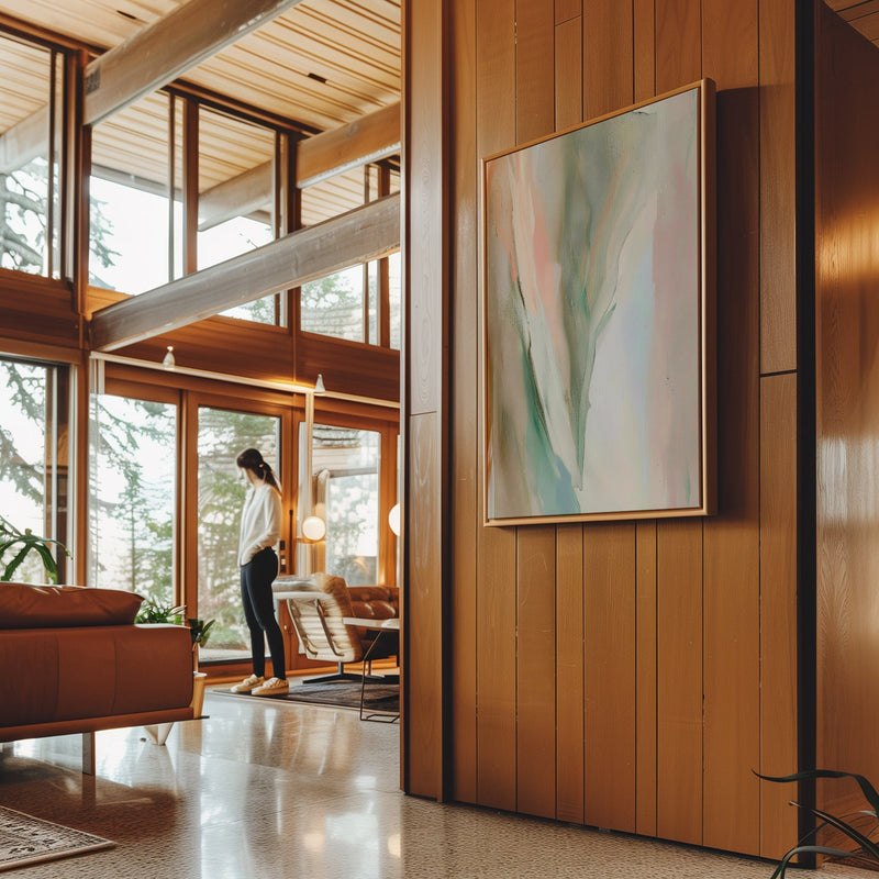 Canvas Wall Art Stretched Over Wooden Frame with Floating Frame and Mixed Colours Abstract Painting CV4199 - Al Rugaib Furniture