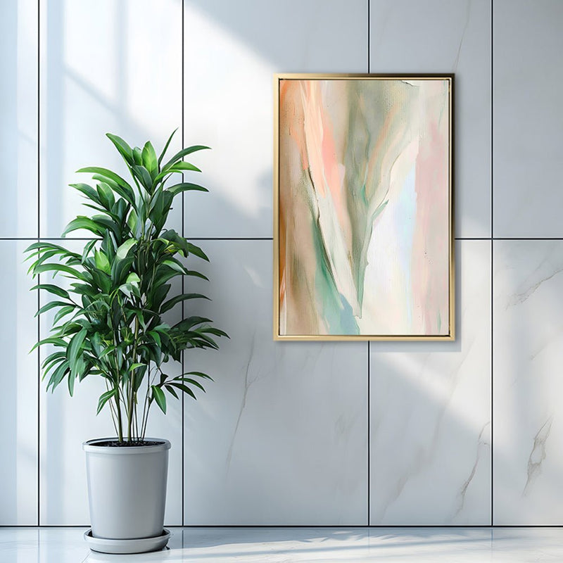 Canvas Wall Art Stretched Over Wooden Frame with Floating Frame and Mixed Colours Abstract Painting CV4199 - Al Rugaib Furniture