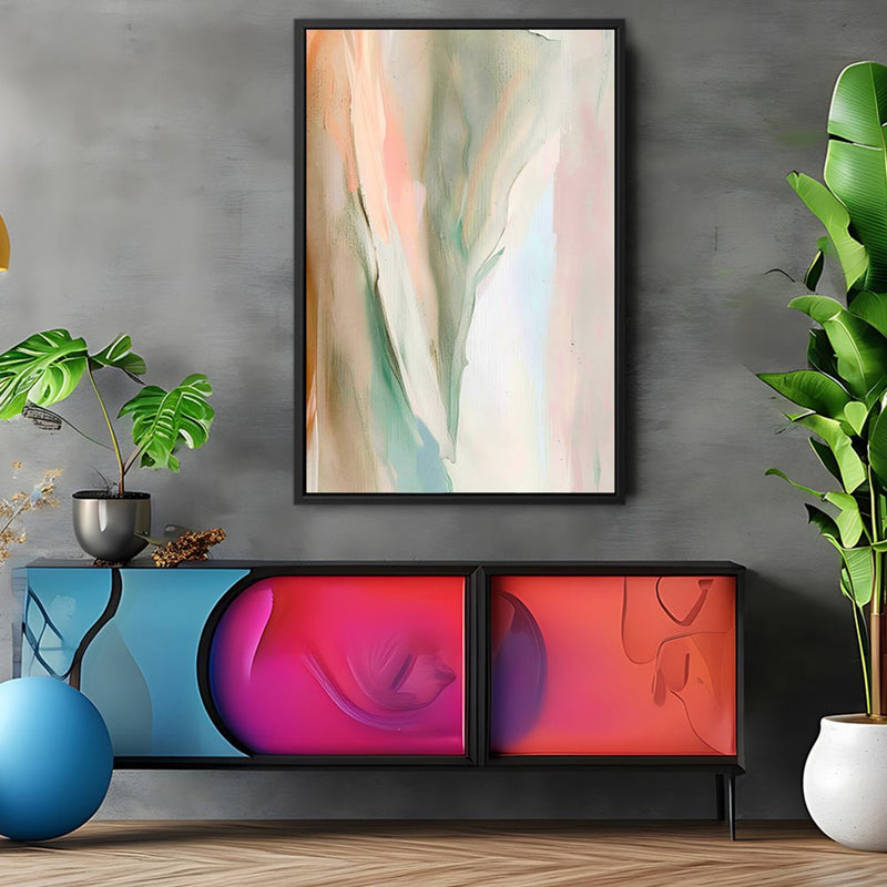 Canvas Wall Art Stretched Over Wooden Frame with Floating Frame and Mixed Colours Abstract Painting CV4199 - Al Rugaib Furniture