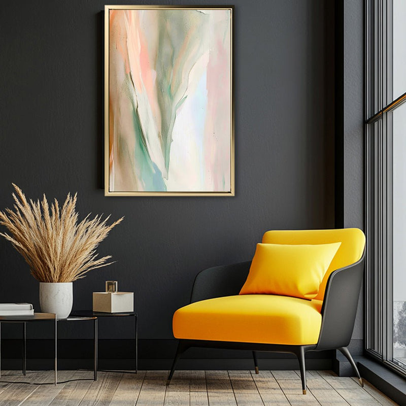 Canvas Wall Art Stretched Over Wooden Frame with Floating Frame and Mixed Colours Abstract Painting CV4199 - Al Rugaib Furniture