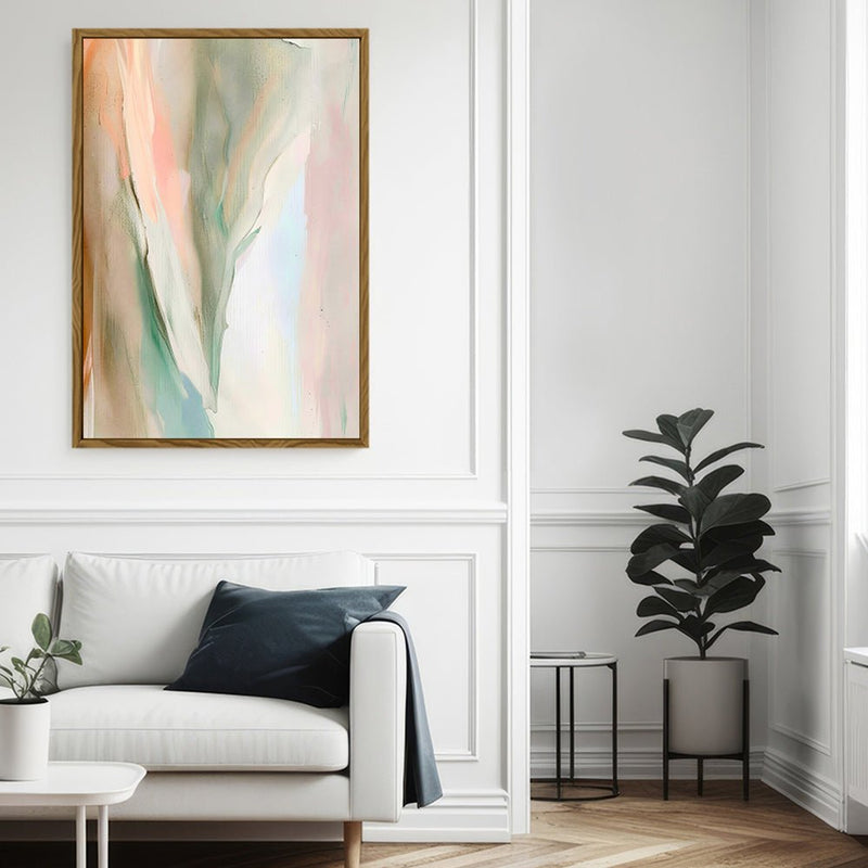 Canvas Wall Art Stretched Over Wooden Frame with Floating Frame and Mixed Colours Abstract Painting CV4199 - Al Rugaib Furniture