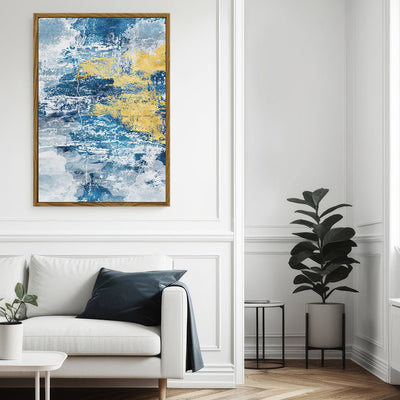 Canvas Wall Art Stretched Over Wooden Frame with Floating Frame and Mixed Colours Abstract Painting CV4200 - Al Rugaib Furniture