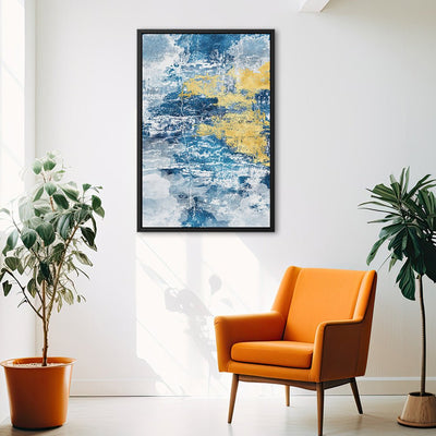 Canvas Wall Art Stretched Over Wooden Frame with Floating Frame and Mixed Colours Abstract Painting CV4200 - Al Rugaib Furniture