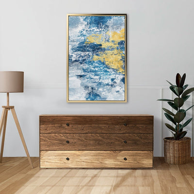 Canvas Wall Art Stretched Over Wooden Frame with Floating Frame and Mixed Colours Abstract Painting CV4200 - Al Rugaib Furniture