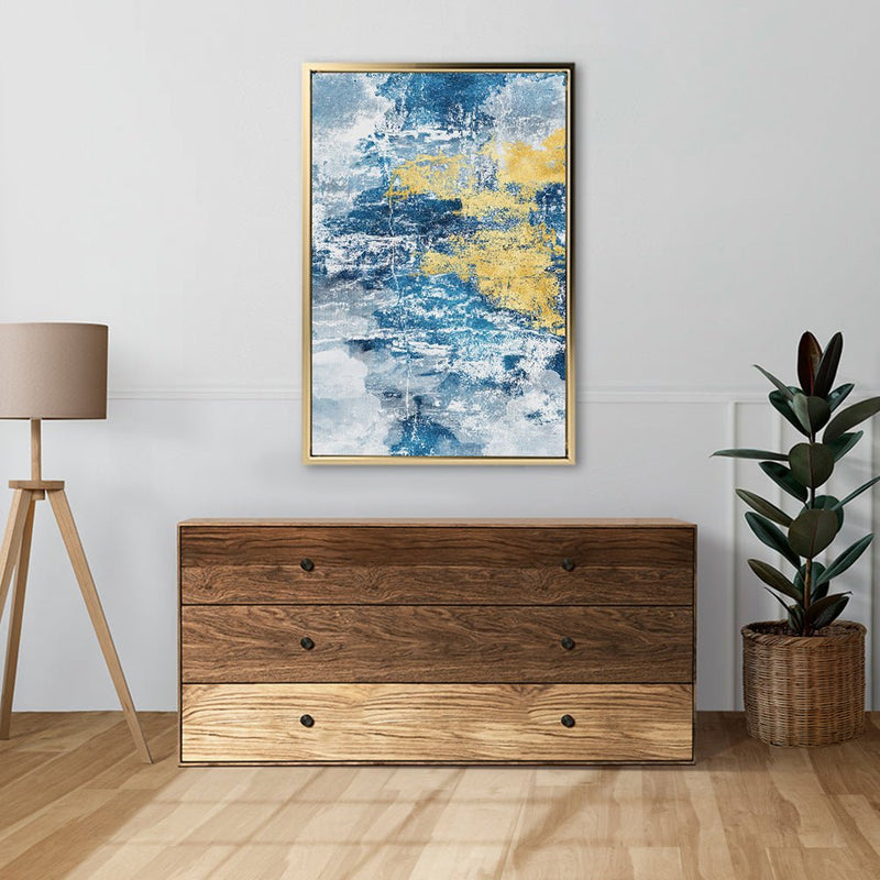 Canvas Wall Art Stretched Over Wooden Frame with Floating Frame and Mixed Colours Abstract Painting CV4200 - Al Rugaib Furniture