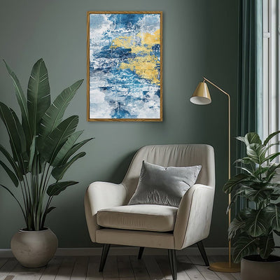 Canvas Wall Art Stretched Over Wooden Frame with Floating Frame and Mixed Colours Abstract Painting CV4200 - Al Rugaib Furniture